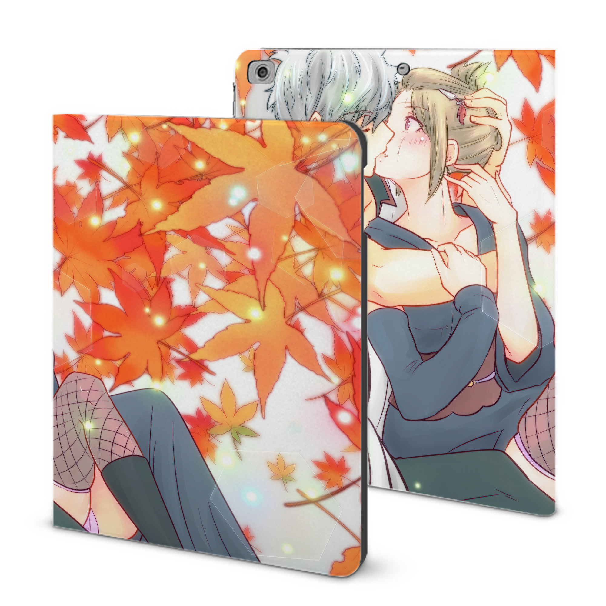 ぎんたま 坂田銀時（さかたぎんとき） 神楽 志村新八（しむら しんぱち） GINTAMA Sakata Gintoki Kagura Shimura Shinpachi IPad ケース ブック型 PUレザー TPU 耐衝撃 軽量 薄型 ペン収納なし 全面保護 IPad 各モデル対応